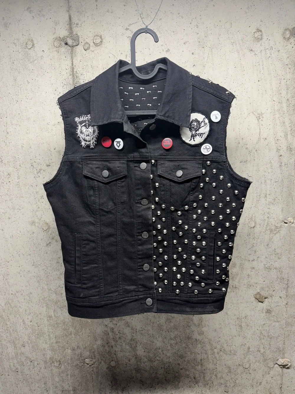 Iron Maiden Studded Black Denim Vest